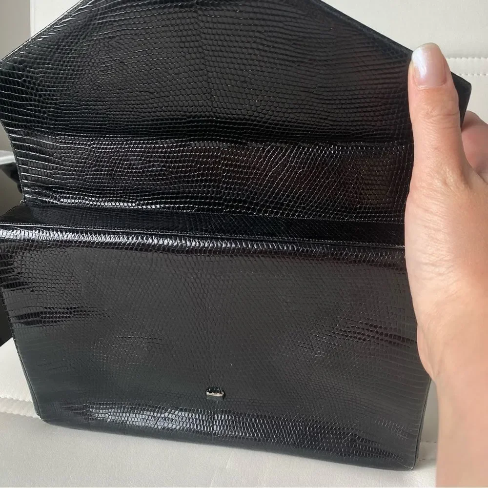 Vintage Judith Lieber Collection Piece Black Lizard Leather Purse Crossbody